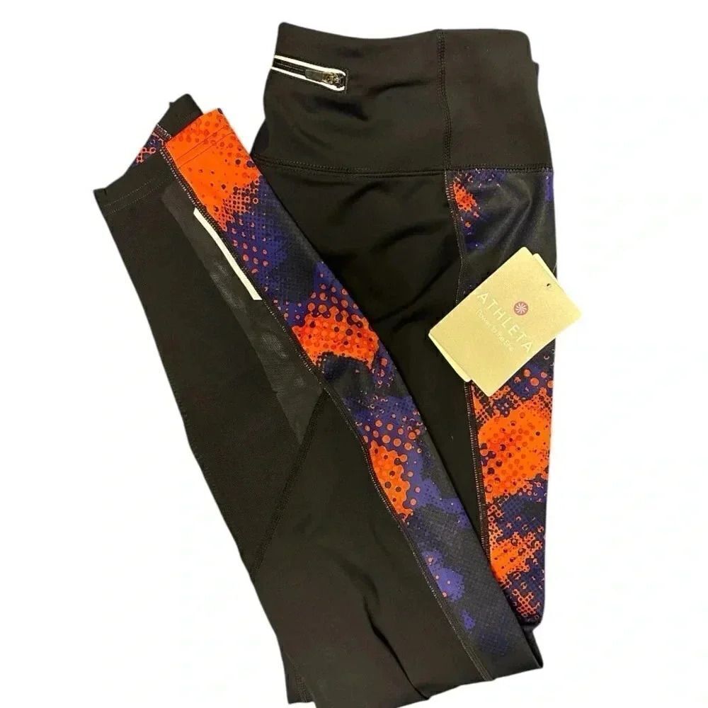 Athleta Electro Ankle Tight Size L. Vibrant Cobalt Blue Mesh Panel. NWT